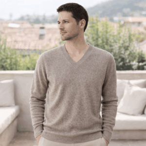 Chompa de alpaca para hombre – Cuello V